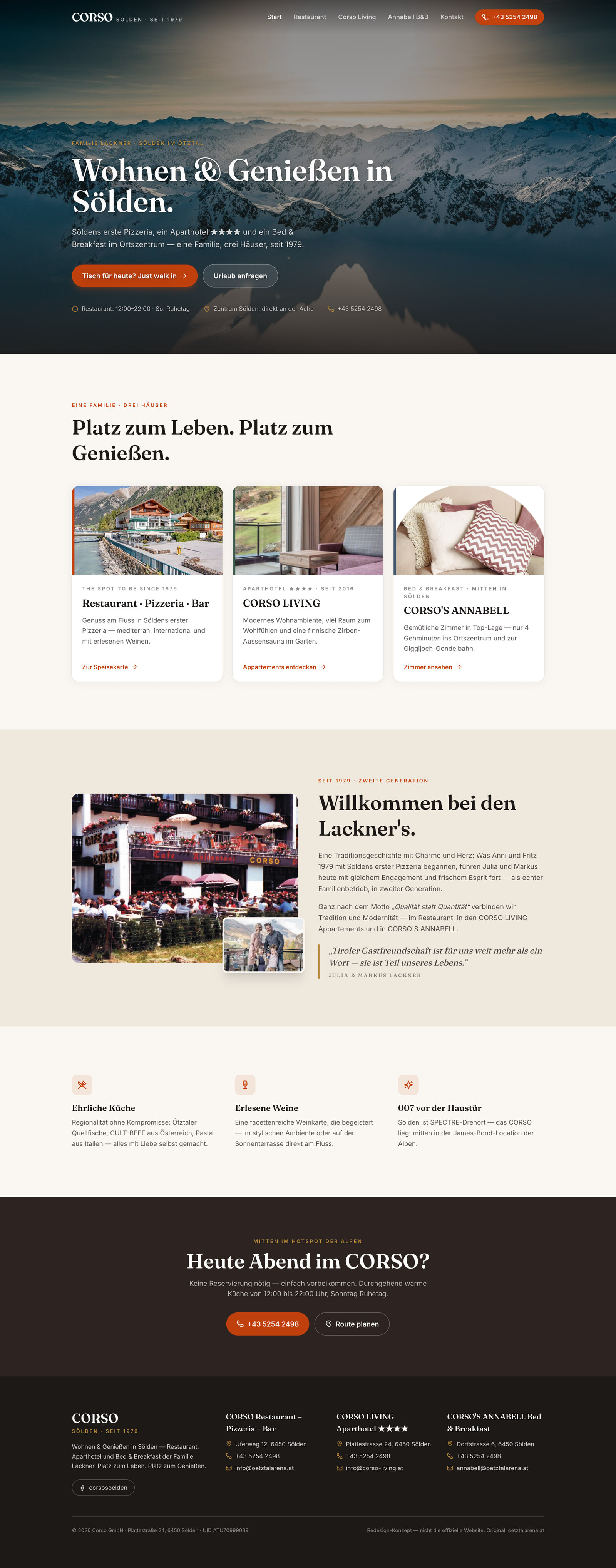 CORSO Sölden — rebuilt homepage